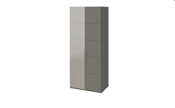 Распашной шкаф Наоми с 1 зеркальной левой дверью, цвет Фон серый, Джут СМ-208.07.04 L в Нижнекамске