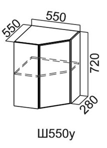 Настенный шкаф угловой, Модус, Ш550у/720, галифакс в Нижнекамске - предосмотр