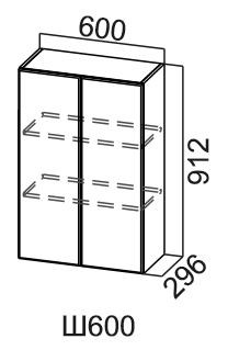 Шкаф навесной Модус, Ш600/912, галифакс в Альметьевске - изображение