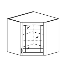 Шкаф кухонный Кантри настенный угловой со вставкой из стекла 718*600*600 мм в Альметьевске