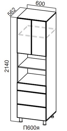 Шкаф-пенал кухонный Модерн New, П600я/2140, МДФ в Альметьевске - изображение