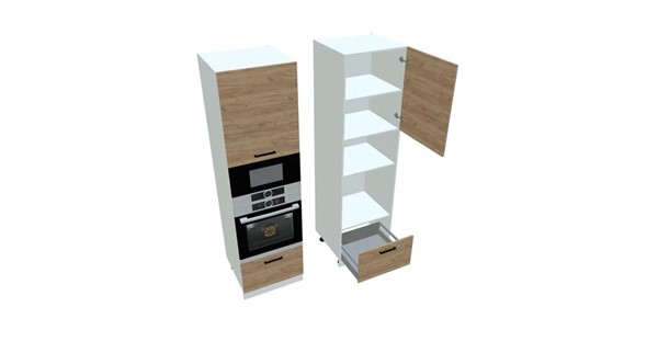 Кухонный шкаф-пенал П7 3, Дуб крафт/Белый в Альметьевске - изображение