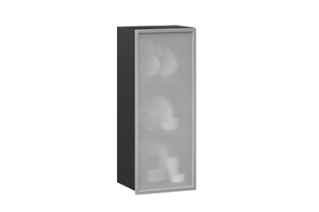 Шкаф кухонный высокий 400 Шервуд, со стеклом правый ЛД 281.422.000.034, серый/черный в Набережных Челнах