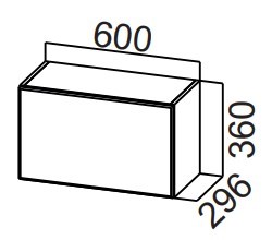 Кухонный навесной шкаф Стайл, ШГ600/360 горизонтальный, МДФ в Альметьевске