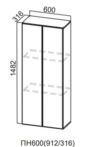 Шкаф-пенал настенный Модерн New, ПН600(912/316), МДФ в Набережных Челнах