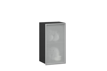 Шкаф кухонный 400 Шервуд, со стеклом правый ЛД 281.322.000.023, серый/черный в Набережных Челнах
