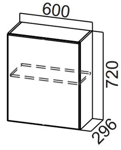 Распашной кухонный шкаф Стайл, Ш600/720(1ств), МДФ в Нижнекамске - предосмотр