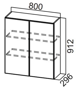 Шкаф навесной на кухню Стайл, Ш800/912, МДФ в Альметьевске