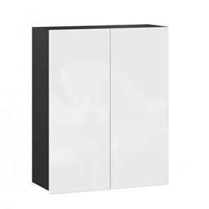 Навесной кухонный шкаф 800 высокий, Шервуд, ЛД 281.460.000.080, черный/белый глянец в Нижнекамске