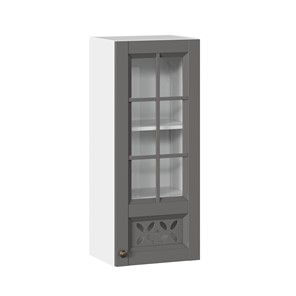 Шкаф на кухню Амели-3 400 высокий со стеклом ЛД 299.420.000.040, Белый/Оникс серый в Альметьевске