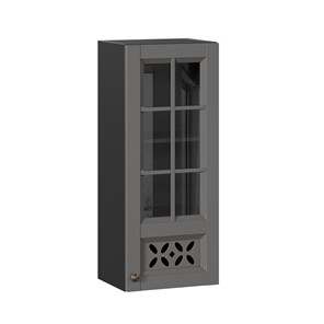 Настенный шкаф Амели-3 400 высокий со стеклом ЛД 299.420.000.042, Черный/Оникс серый в Казани