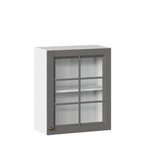 Шкаф на кухню Амели-3 600 со стеклом ЛД 299.350.000.030, Белый/Оникс серый в Альметьевске