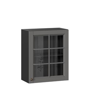 Шкаф навесной Амели-3 600 со стеклом ЛД 299.350.000.032, Черный/Оникс серый в Нижнекамске