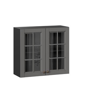 Шкаф на кухню Амели-3 800 со стеклом ЛД 299.360.000.036, Черный/Оникс серый в Казани