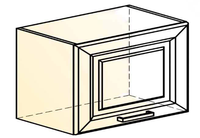 Навесной кухонный шкаф Атланта L500 Н360 (1 дв. гл.) эмаль (белый/белый глянец патина золото) в Нижнекамске - изображение 1