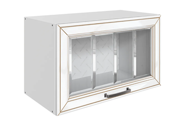 Шкаф кухонный Атланта L600 Н360 (1 дв. рам.) эмаль (белый/белый глянец патина золото) в Альметьевске