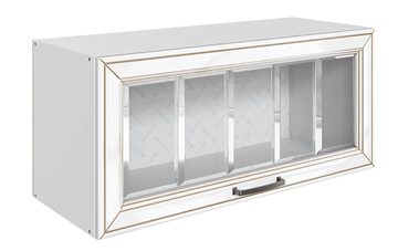 Кухонный шкаф Атланта L800 Н360 (1 дв. рам.) эмаль (белый/белый глянец патина золото) в Нижнекамске