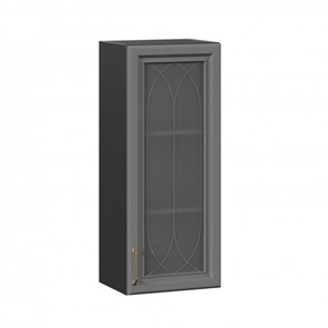 Настенный шкаф Джелатто 400 высокий со стеклом ЛД 241.420.000.152, Черный/Оникс серый в Нижнекамске