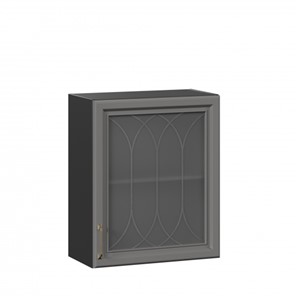 Кухонный навесной шкаф Джелатто 600 со стеклом ЛД 241.350.000.147, Черный/Оникс серый в Альметьевске