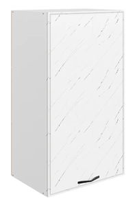 Кухонный навесной шкаф Монако L450 Н900 (1 дв. гл.), белый/мрамор пилатус матовый в Нижнекамске