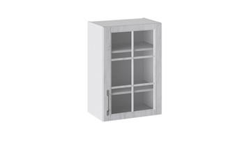 Навесной шкаф Прованс (Белый глянец/Санторини светлый) со стеклом В_72-50_1ДРс в Набережных Челнах
