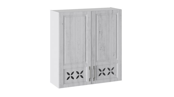 Навесной шкаф Прованс (Белый глянец/Санторини светлый) В_96-90_2ДРД в Альметьевске - изображение