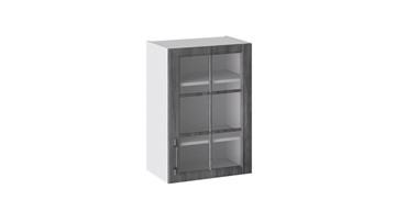 Кухонный шкаф Прованс (Белый глянец/Санторини темный) со стеклом В_72-50_1ДРс в Набережных Челнах