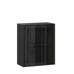 Шкаф навесной со стеклом 600 Индиго ЛД 298.350.000.063, Чёрный/Чёрный в Набережных Челнах