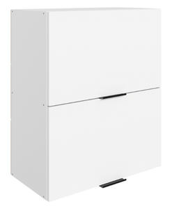 Настенный шкаф Стоун L600 Н720 (2 дв. гл. гориз.) (белый/джелато софттач) в Альметьевске