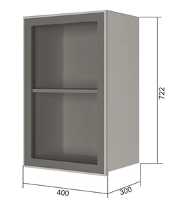 Навесной кухонный шкаф В7 40, Стекло/Антрацит в Нижнекамске