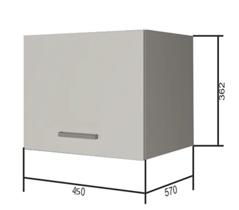 Кухонный шкаф ВГ45Г, Белое гладкое Ламарти/Антрацит в Набережных Челнах
