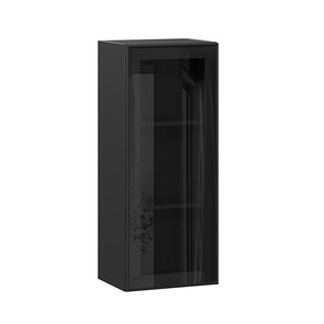 Шкаф настенный высокий со стеклом 400 Индиго ЛД 298.420.000.068, Чёрный/Чёрный в Нижнекамске