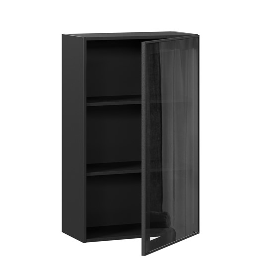 Шкаф на кухню высокий со стеклом 600 Индиго ЛД 298.450.000.170, Чёрный/Чёрный в Альметьевске - изображение 1