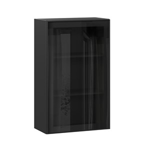 Шкаф на кухню высокий со стеклом 600 Индиго ЛД 298.450.000.170, Чёрный/Чёрный в Альметьевске - предосмотр
