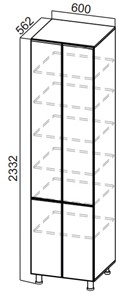 Распашной шкаф-пенал Стайл, П600г(2332), МДФ в Нижнекамске