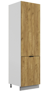 Шкаф-пенал Стоун L600 под холодильник (2 дв.гл.) (белый/акация светлая) в Нижнекамске