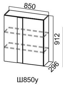 Навесной кухонный шкаф Модус, Ш850у/912, цемент светлый в Нижнекамске - предосмотр