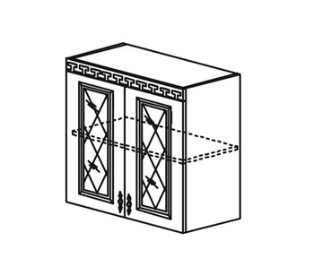 Кухонный шкаф Веста настенный двухдверный с полкой со вставкой из стекла 718*600*323мм в Альметьевске