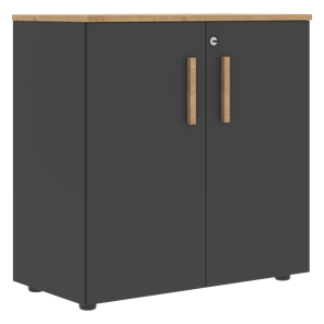 Шкаф широкий низкий с малыми дверцами FORTA Графит-Дуб Гамильтон  FLC 80.1(Z) (798х404х801) в Казани