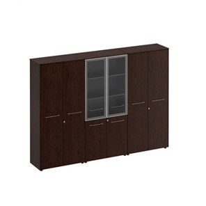 Шкаф комбинированный высокий (закрытый-стекло-одежда) Reventon (МЕ 376), венгк темный (274х46х196) в Набережных Челнах