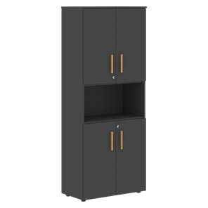 Широкий шкаф высокий FORTA Черный Графит  FHC 80.2(Z) (798х404х1965) в Альметьевске