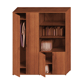 Шкаф офисный высокий Престиж, одежда/стекло, темный орех, 175x46x203, Исп.60 в Альметьевске