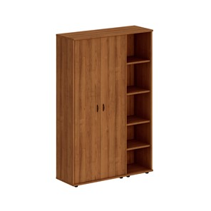 Шкаф комбинированный высокий Престиж, закрытый/стеллаж узкий, темный орех, 133x46x203, Исп.37 в Альметьевске