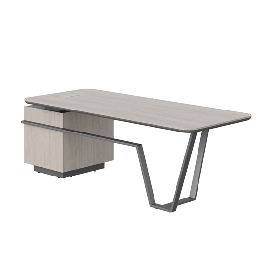 Стол с комбинированной столешницей и правой тумбой LINE Дуб-серый-антрацит СФ-571101.1 (2225х900х762) в Набережных Челнах - изображение 1