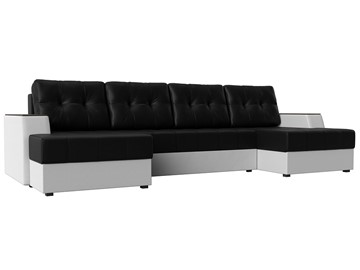 П-образный диван Эмир, Черный/Белый (Экокожа) боннель в Альметьевске