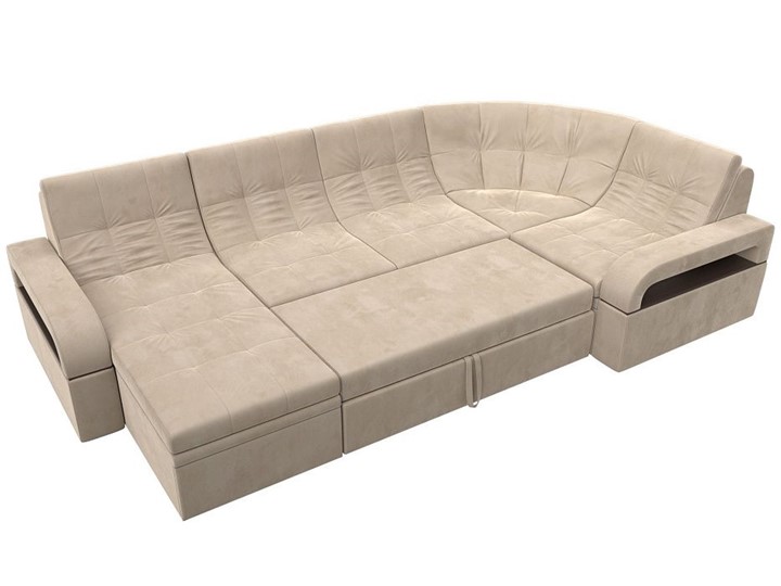 П-образный диван Лига-035, Бежевый (велюр) в Альметьевске - изображение 1