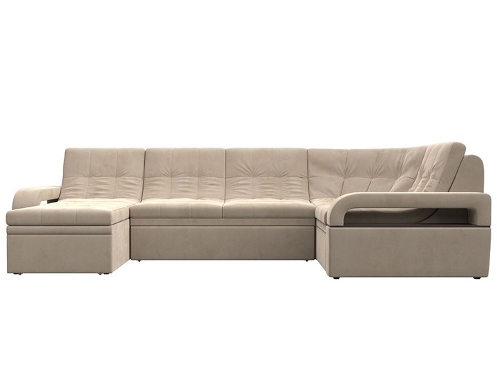 П-образный диван Лига-035, Бежевый (велюр) в Альметьевске - изображение 3