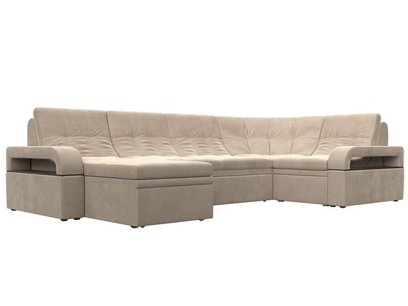 П-образный диван Лига-035, Бежевый (велюр) в Альметьевске - изображение