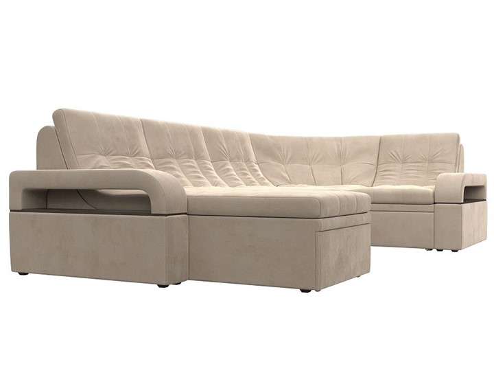 П-образный диван Лига-035, Бежевый (велюр) в Альметьевске - изображение 6