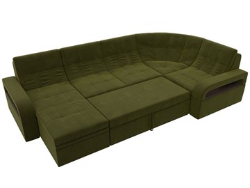 П-образный диван Лига-035, Зеленый (Микровельвет) в Нижнекамске - предосмотр 1